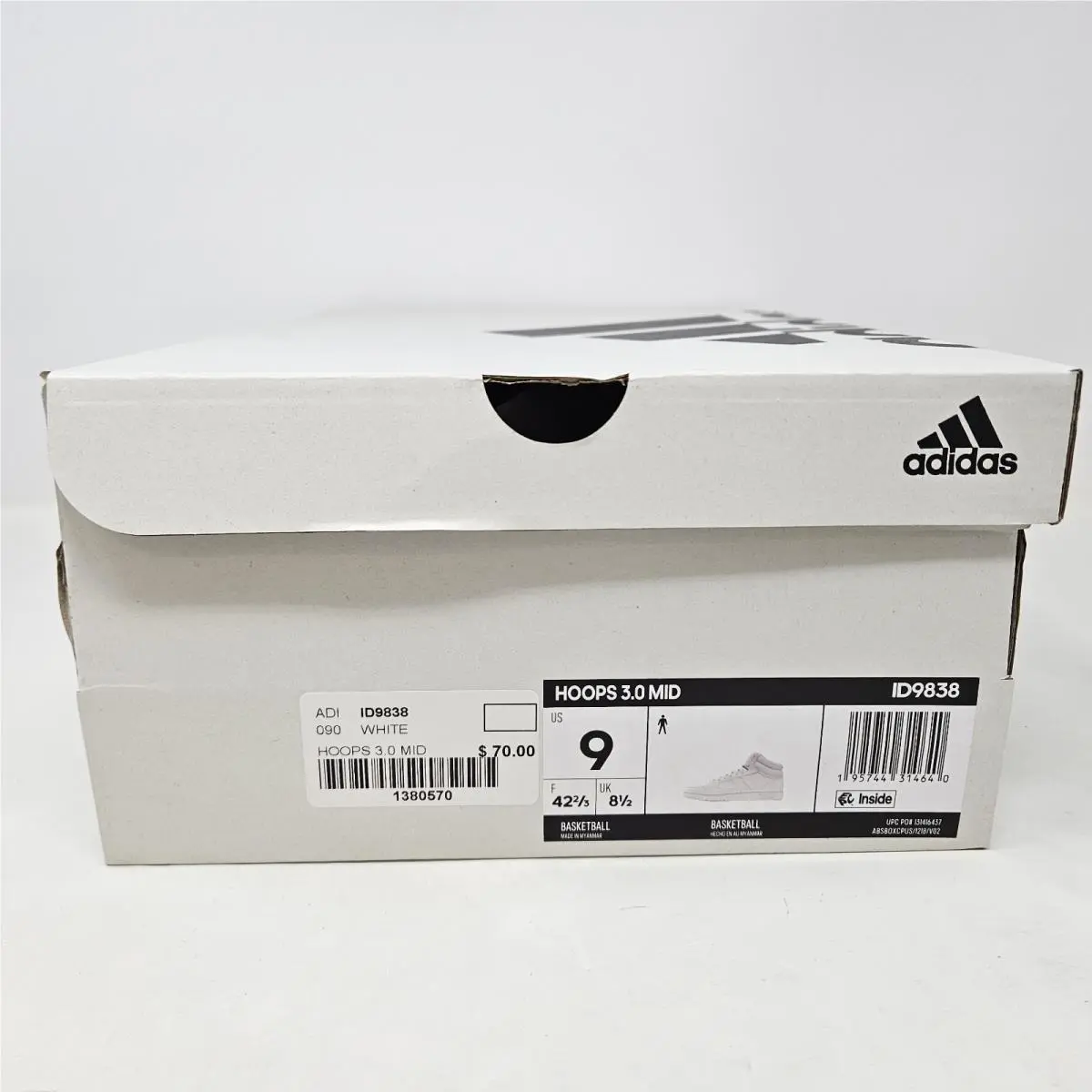 Adidas shoes - Adidas Hoops 3.0 Mid - Hoops Mid - ID9838 - White (UPC: 195744314640) 4