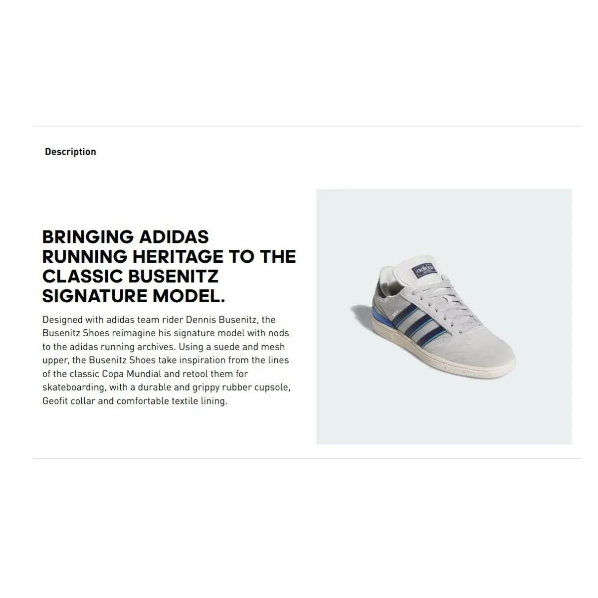 Adidas shoes - adidas Busenitz - Busenitz - JH8123 - Grey Two, Dark Blue, Chalk White 8