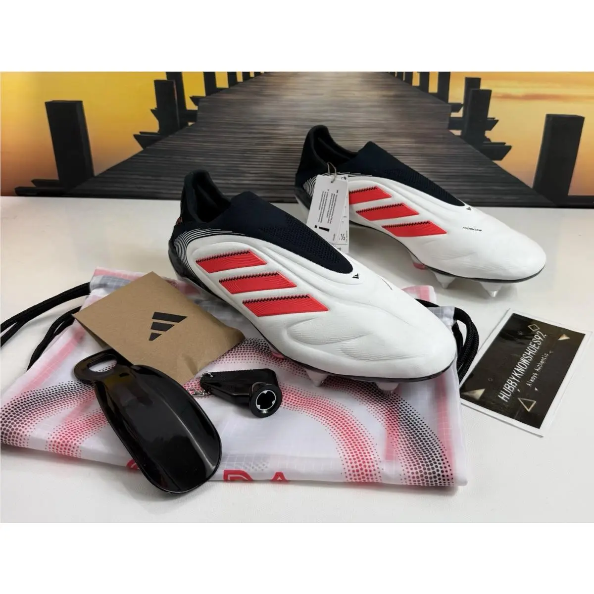 Adidas Copa Pure 3 Laceless Elite SG Soccer Cleats IH0858 White Red Men’s Size 8