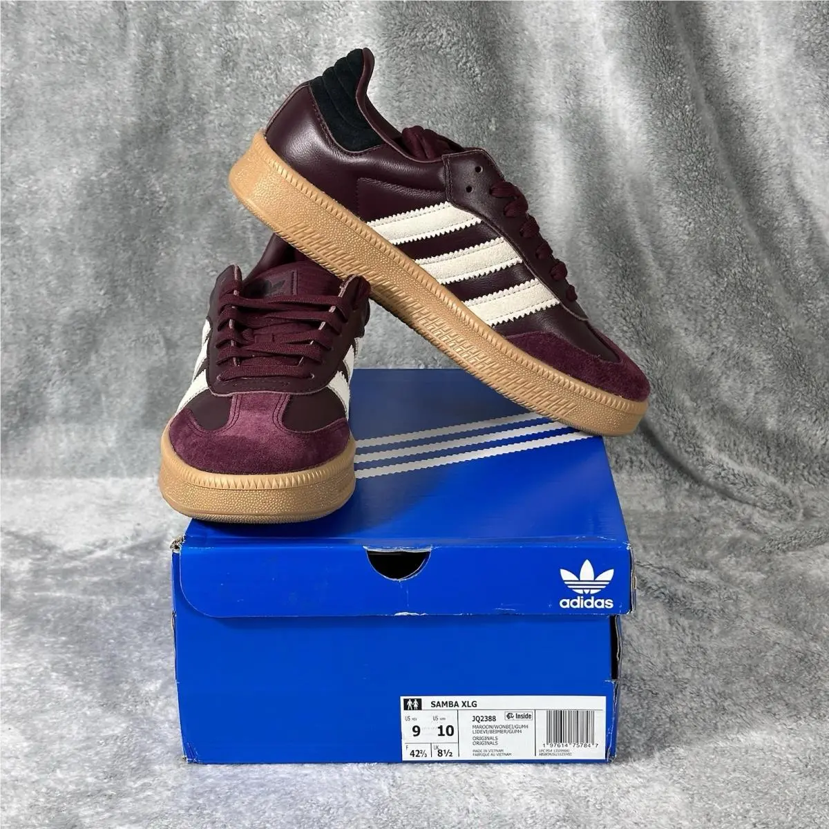 Adidas Men`s Samba Xlg Originals Maroon Wonder Beige Sneakers JQ2388 Sz 9