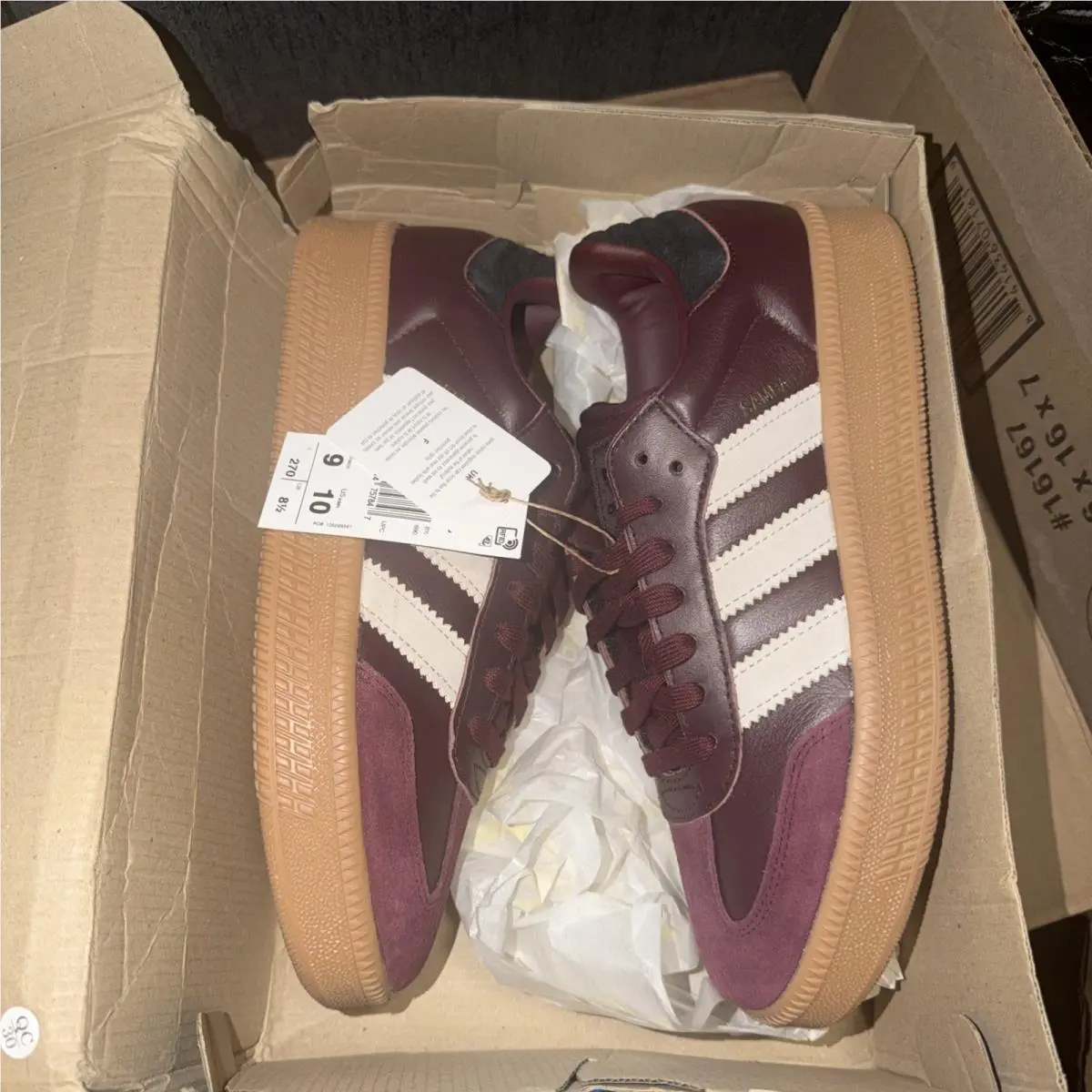 Adidas Men`s Samba Xlg Originals Maroon Wonder Beige Sneakers JQ2388 Sz 9