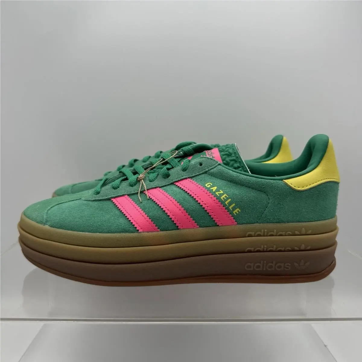 Adidas Gazelle Bold Platform Pink Green Shoes JH9668 Women’s Size 7.5