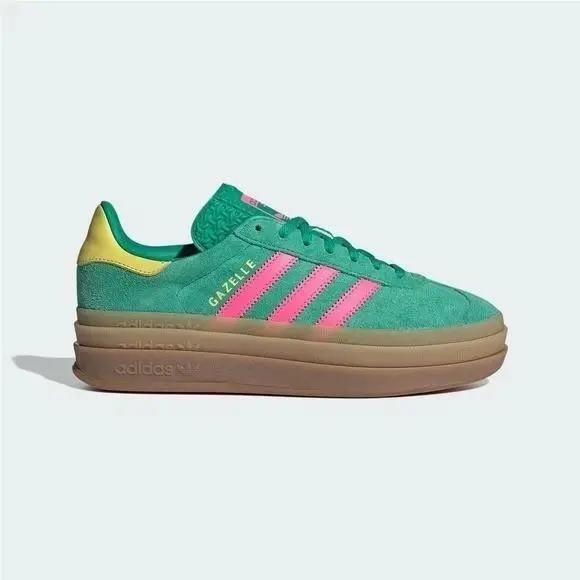 Womens Size 7- Adidas Gazelle Bold Shoes Green/pink Sneakers JH9668