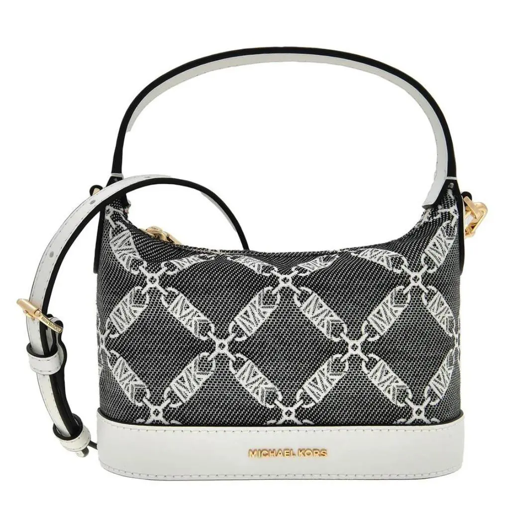 Michael Kors Small Wythe Empire Chain Logo Crossbody Bag Black Canvas