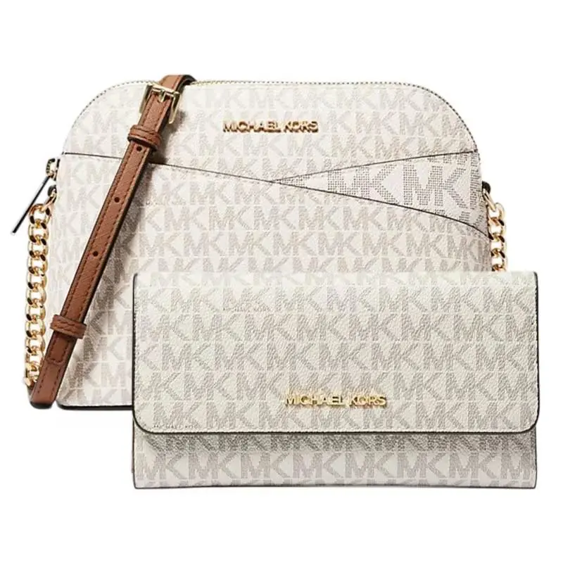 Michael Kors Jet Set Travel Medium Dome Crossbody Trifold Wallet Set