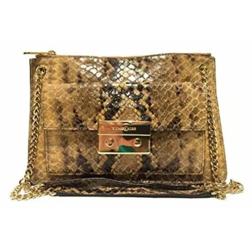 Kors Sloan Flat Python Print Cross Body Bag Sand
