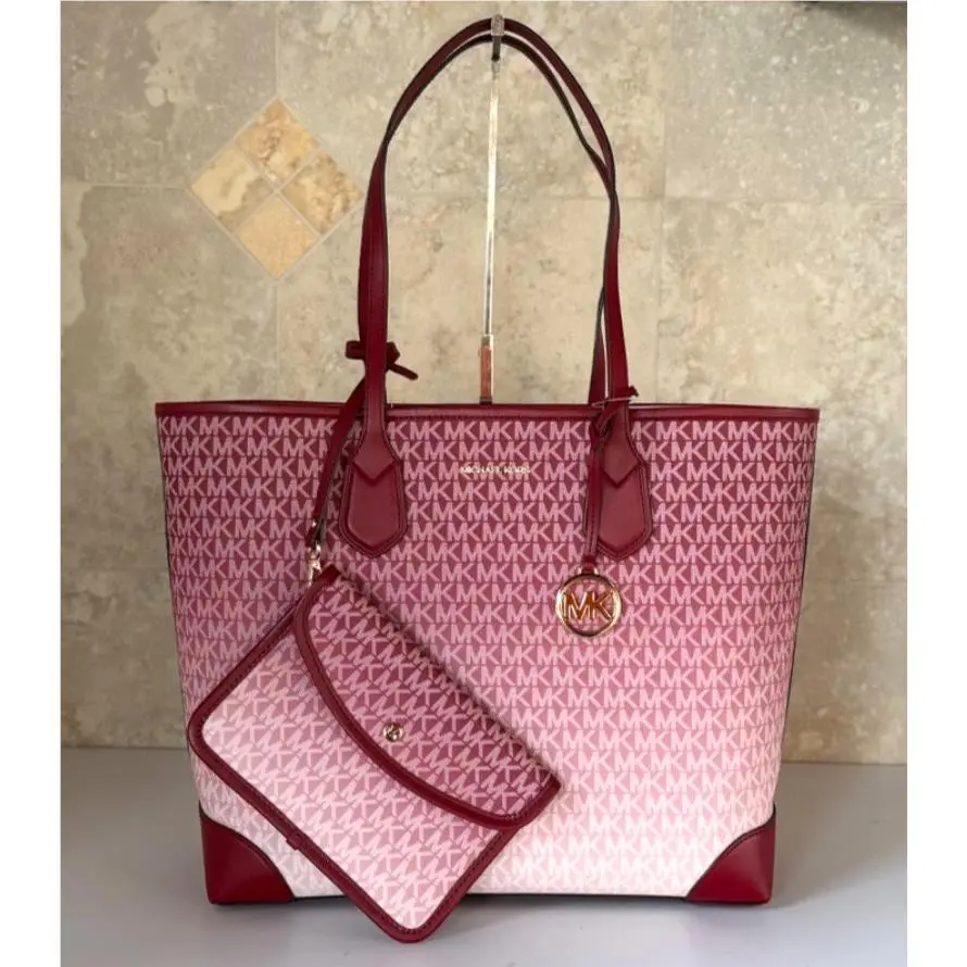 Eve Large Tote Travel Bag + 1 Pouch MK Ombre Cherry Multi by Michael Kors