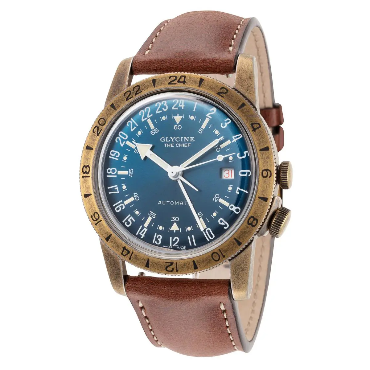 Men`s Airman The Chief Gmt 40mm Automatic Watch GL0308 by Glycine