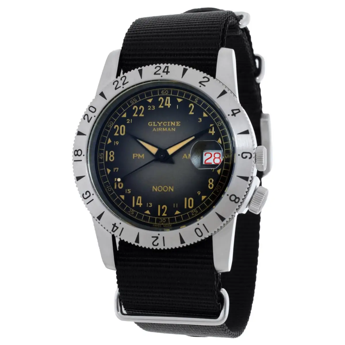 Airman Vintage Noon Purist Automatic Black Dial Watch GL0478 by Glycine