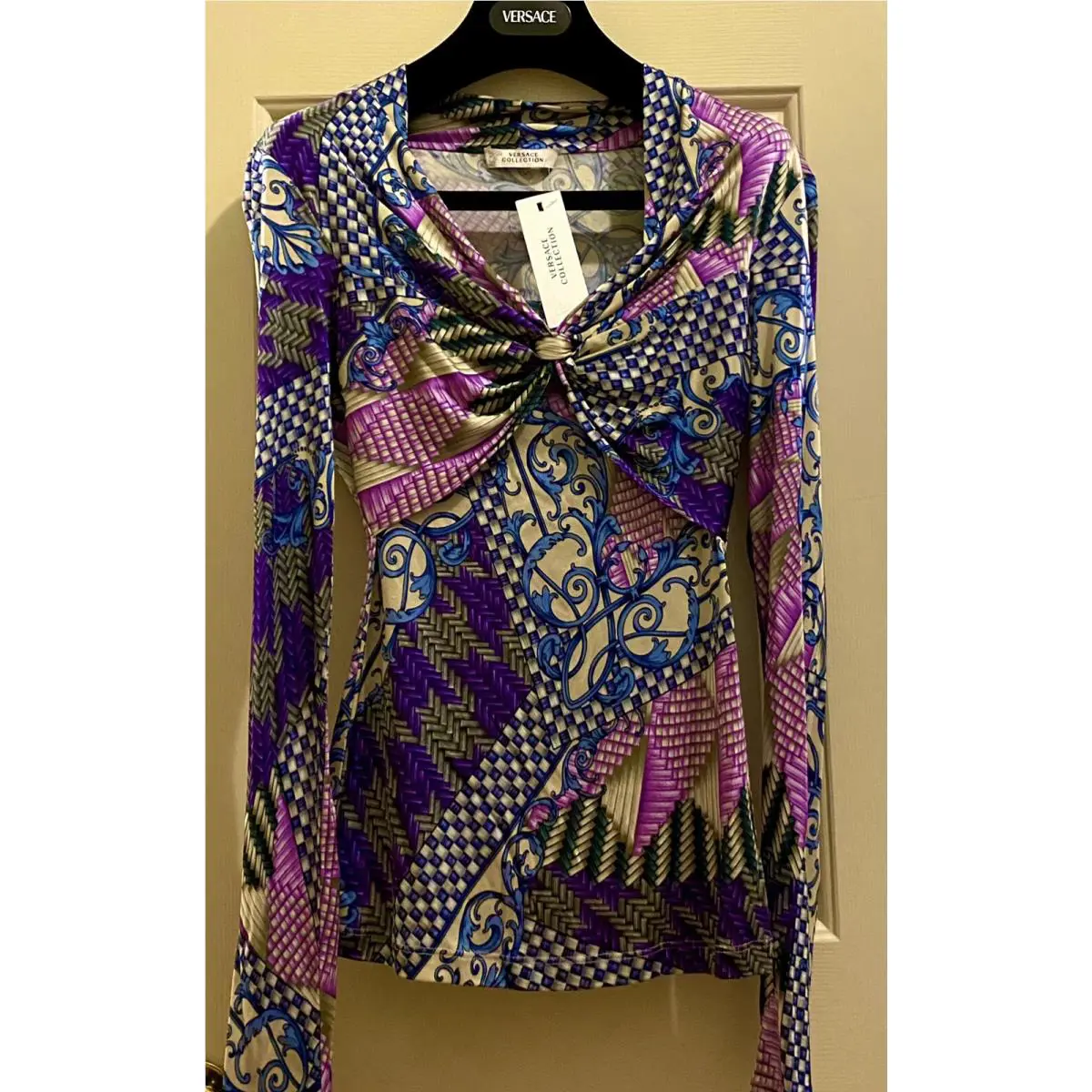 Versace 2019 Medusa Print Top 36 38 0 2 Shirt Blouse Gift Bag XS S