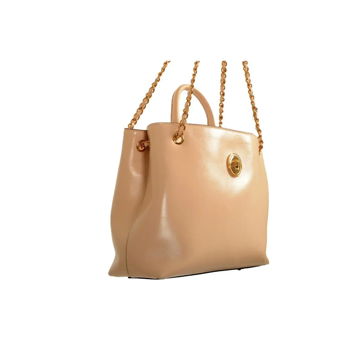 Versace Leather Gold Medusa Logo Tote Handbag Shoulder Bag