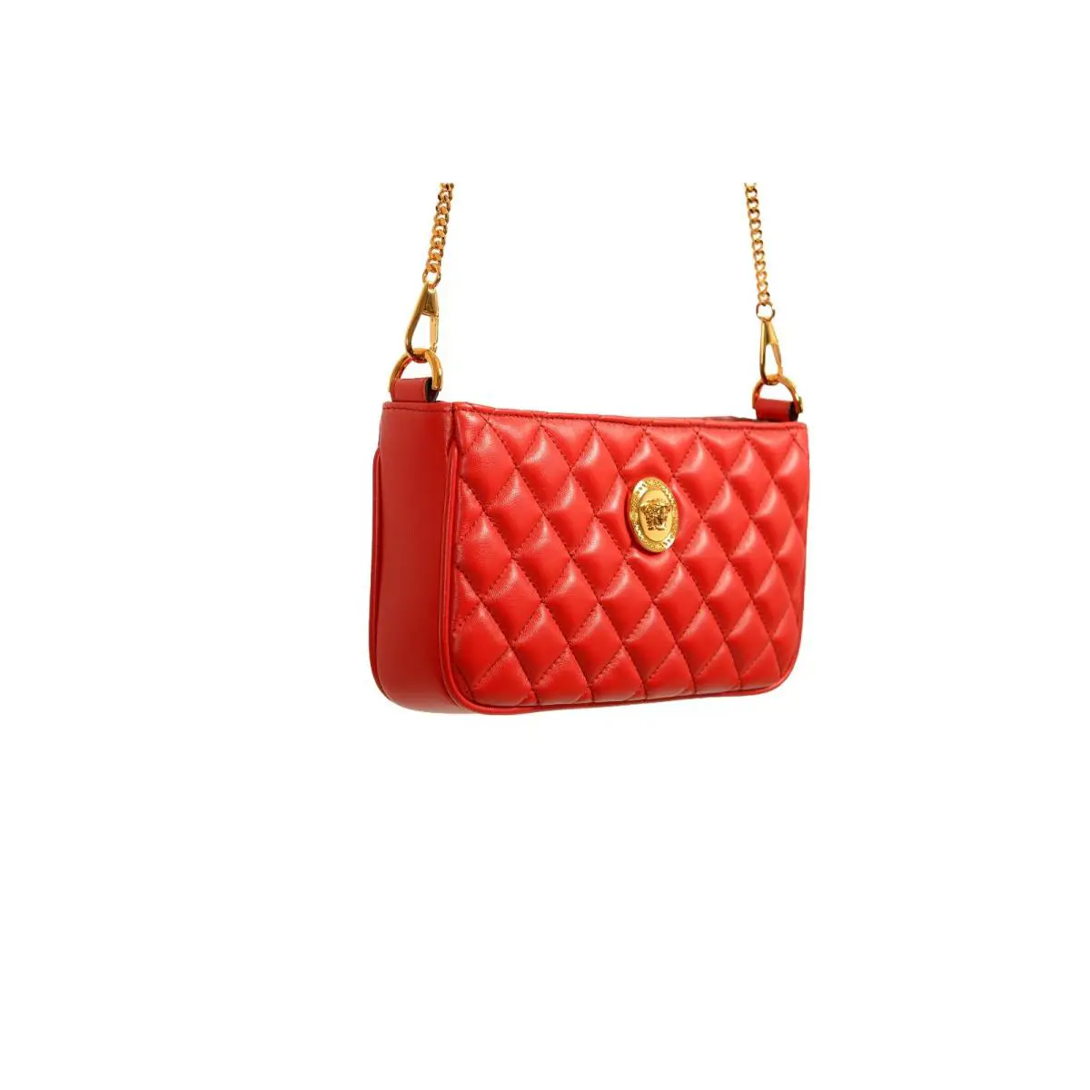 Versace Women`s Red Gold Medusa Quilted Mini Handbag Shoulder Bag