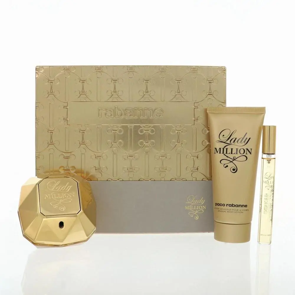 Paco Rabanne Lady Million 3 Piece Gift Set 2.7 Oz Eau De Parfum Spray - Women