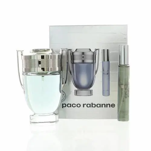 Paco Rabbane Invictus 2 Piece Set Edt For Men 100ml 3.4oz Spray 20ml Travel