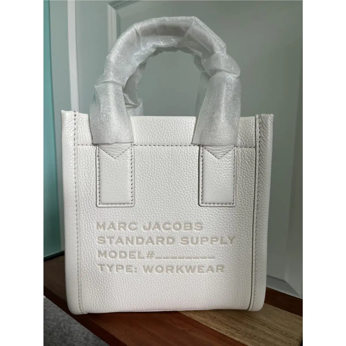 Marc Jacobs Standard Supply Small White Leather Satchel Top Handle Bag Purse