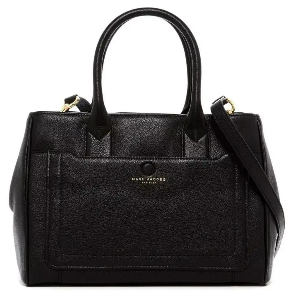 Marc Jacobs Empire City Black Leather Front Pocket Tote Shoulder Bag