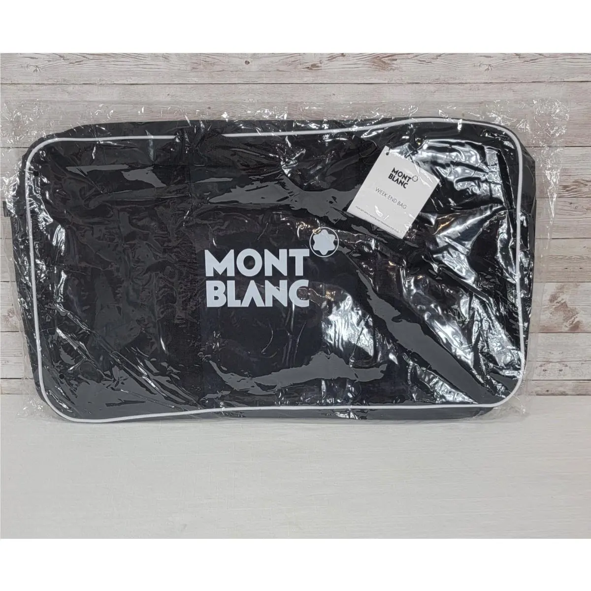 Montblanc Mont Blanc Large Parfums Canvas Week End Gym Travel Bag Black White Logo