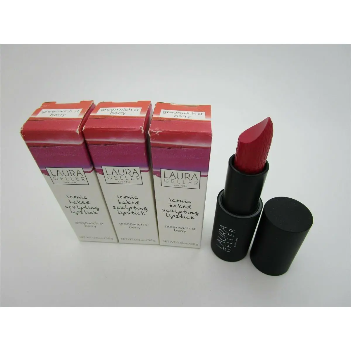 Greenwich ST Berry Laura Geller Iconic Baked Sculpting Lipstick - Lot of 3