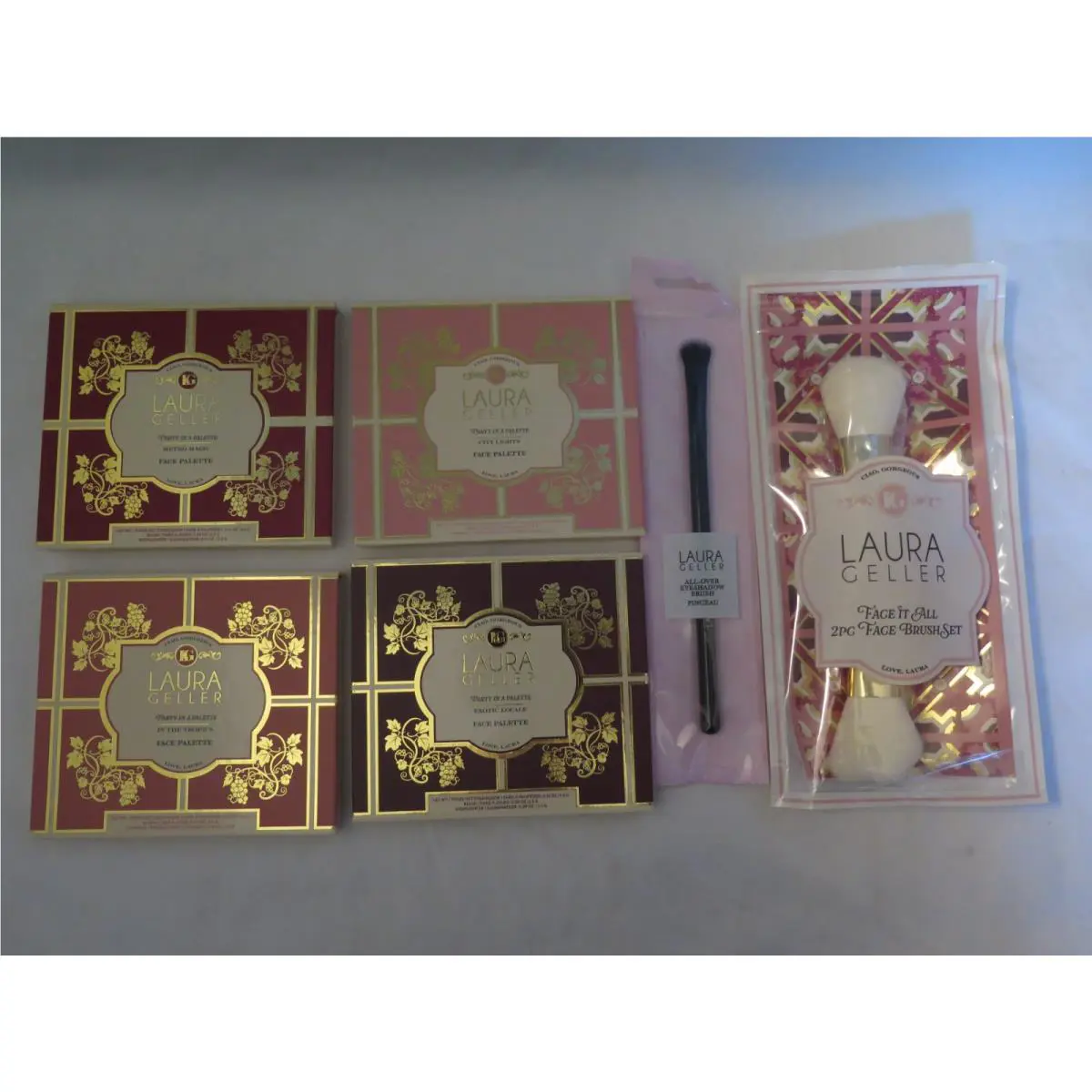Laura Geller Ready to Jetset Party in a Palette Face Palettes Brushes Lot -new