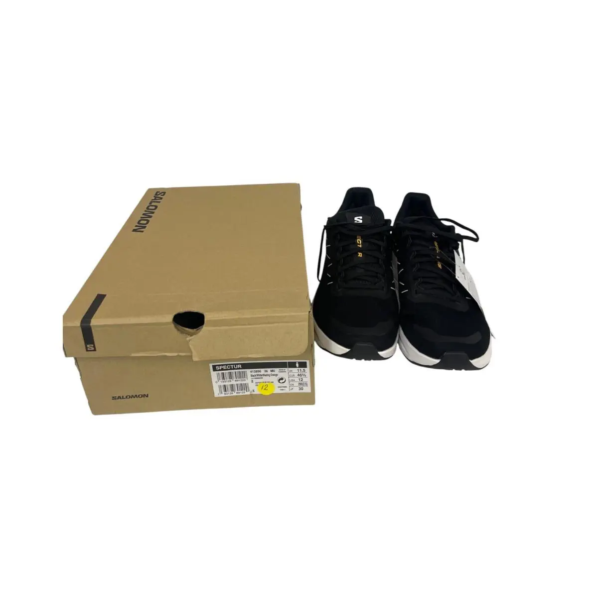 Salomon Spectur Men’s Running Shoes Black/blazing Orange/white 415896 Sz 12 - Black,White,Orange