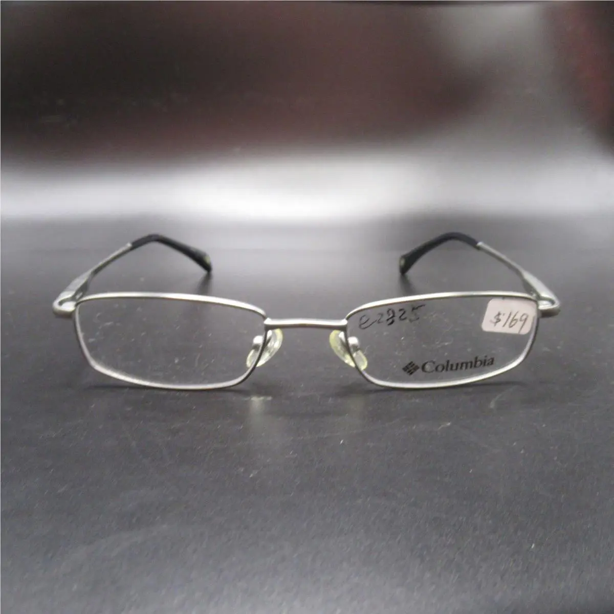 Columbia Eyeglass Frames Silver Gray Full Rim Rectangle Adjustable Nose Pads