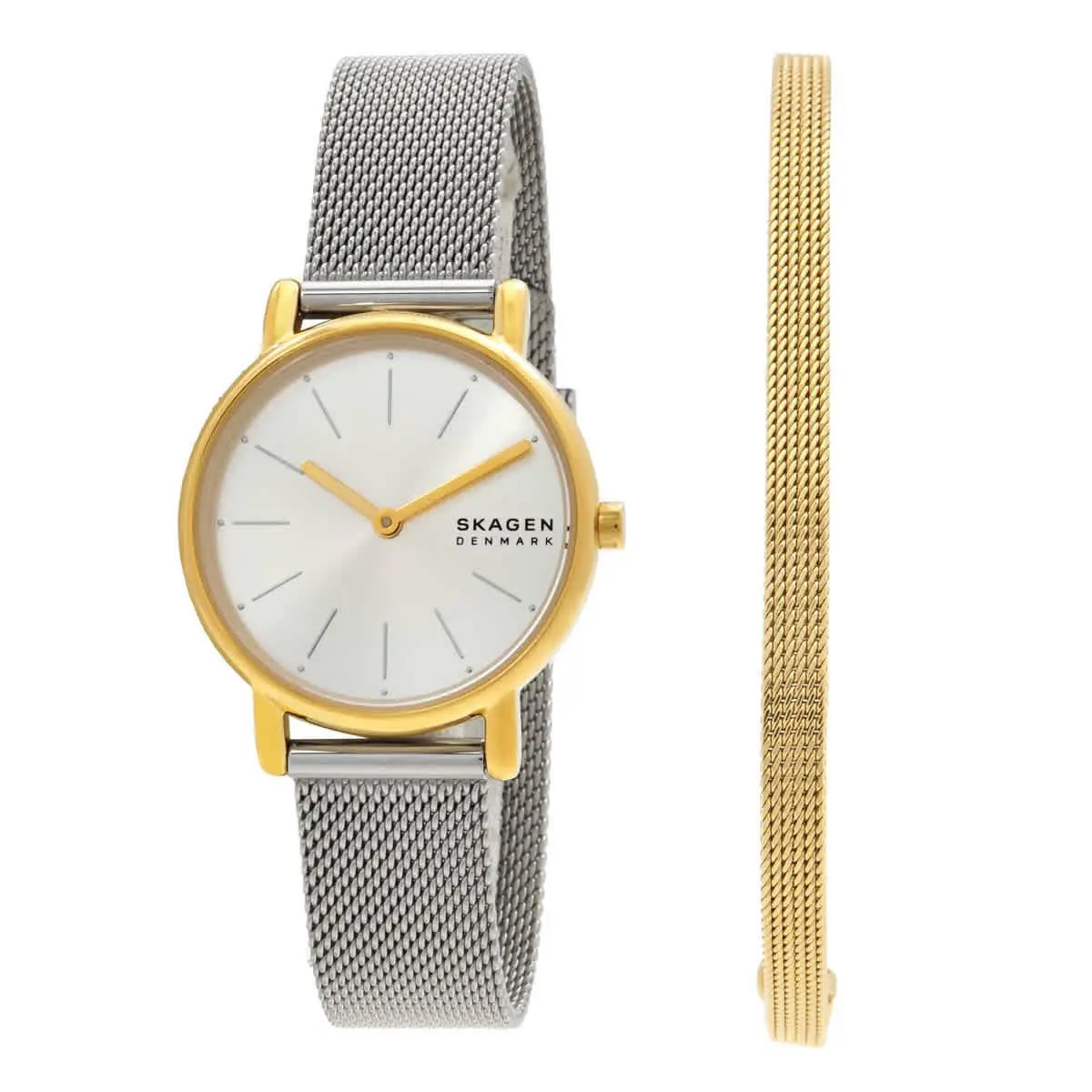 Skagen Signatur Lille Quartz White Dial Ladies Watch and Bracelet Set SKW3153SET - White, Dial: White, Band: Silver-tone