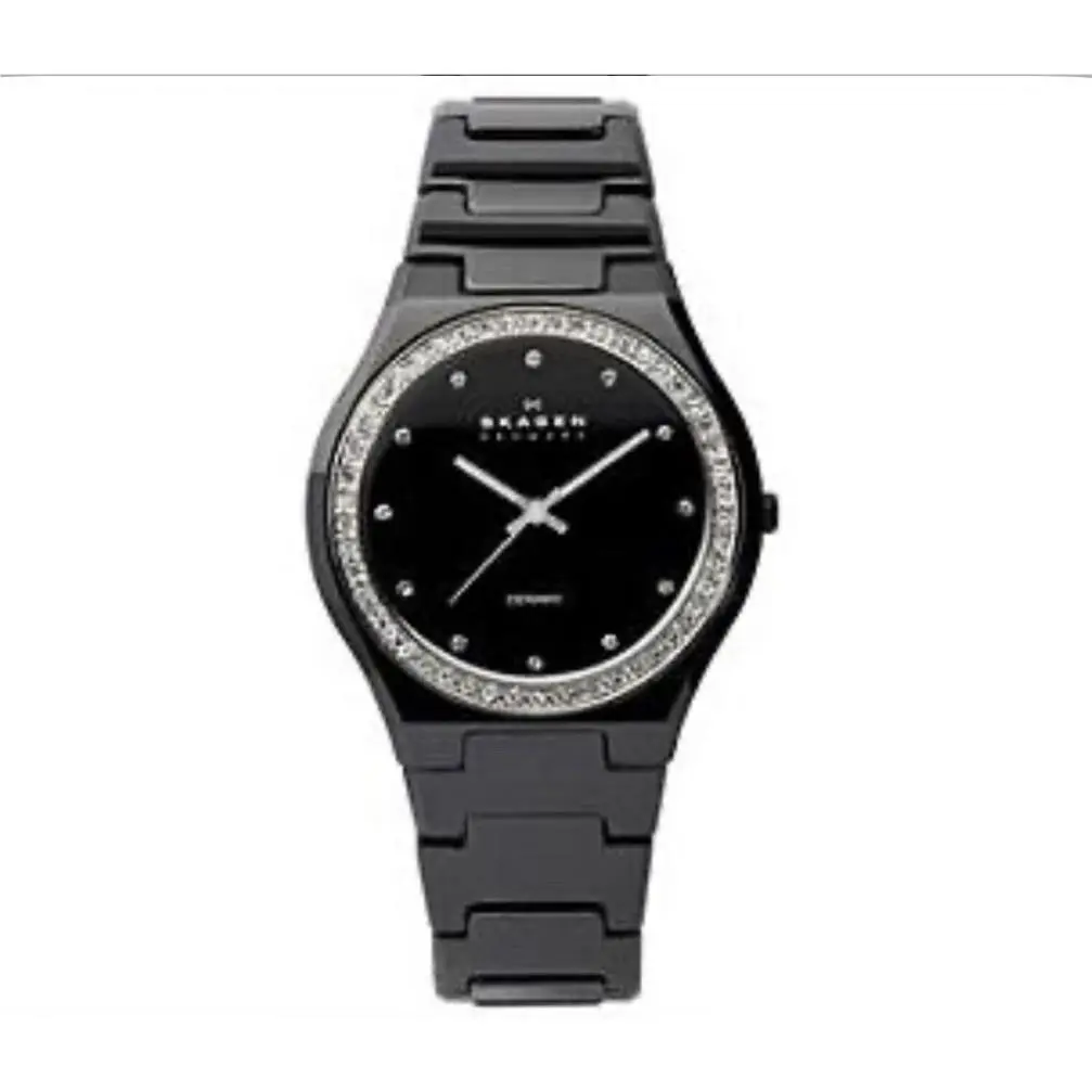 Ladies Skagen Ceramic Crystal Bezel Quartz 813LXBC Jeweled Bezel Jeweled Indices