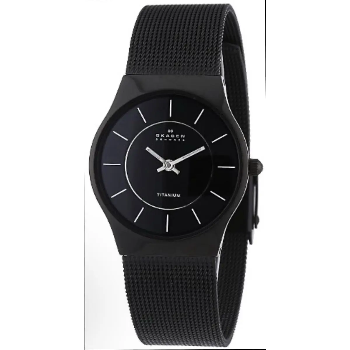 Skagen Denmark 233STMB Womens Black Titanium Analog Dial Quart Milanese Band