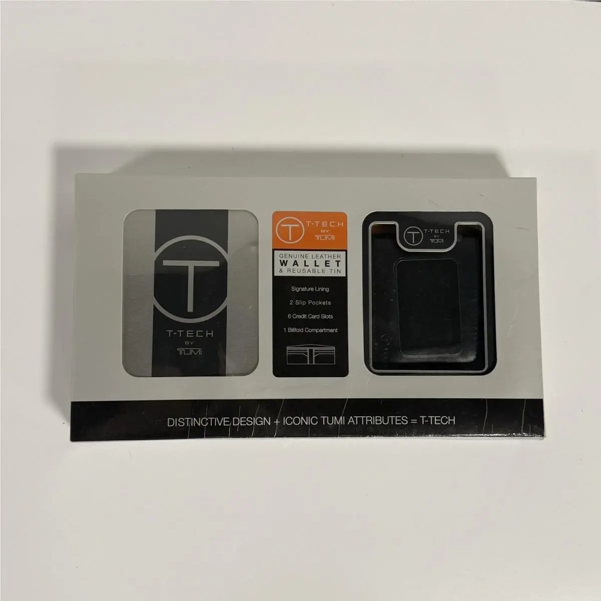 Tumi T-tech Black Leather Wallet Billfold with Reusable T