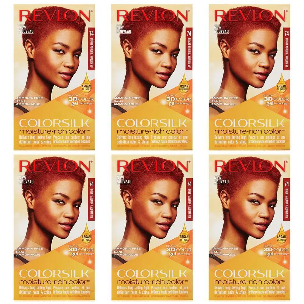 Pack of 6 Revlon Colorsilk Moisture Rich Hair Color Bright Auburn 74