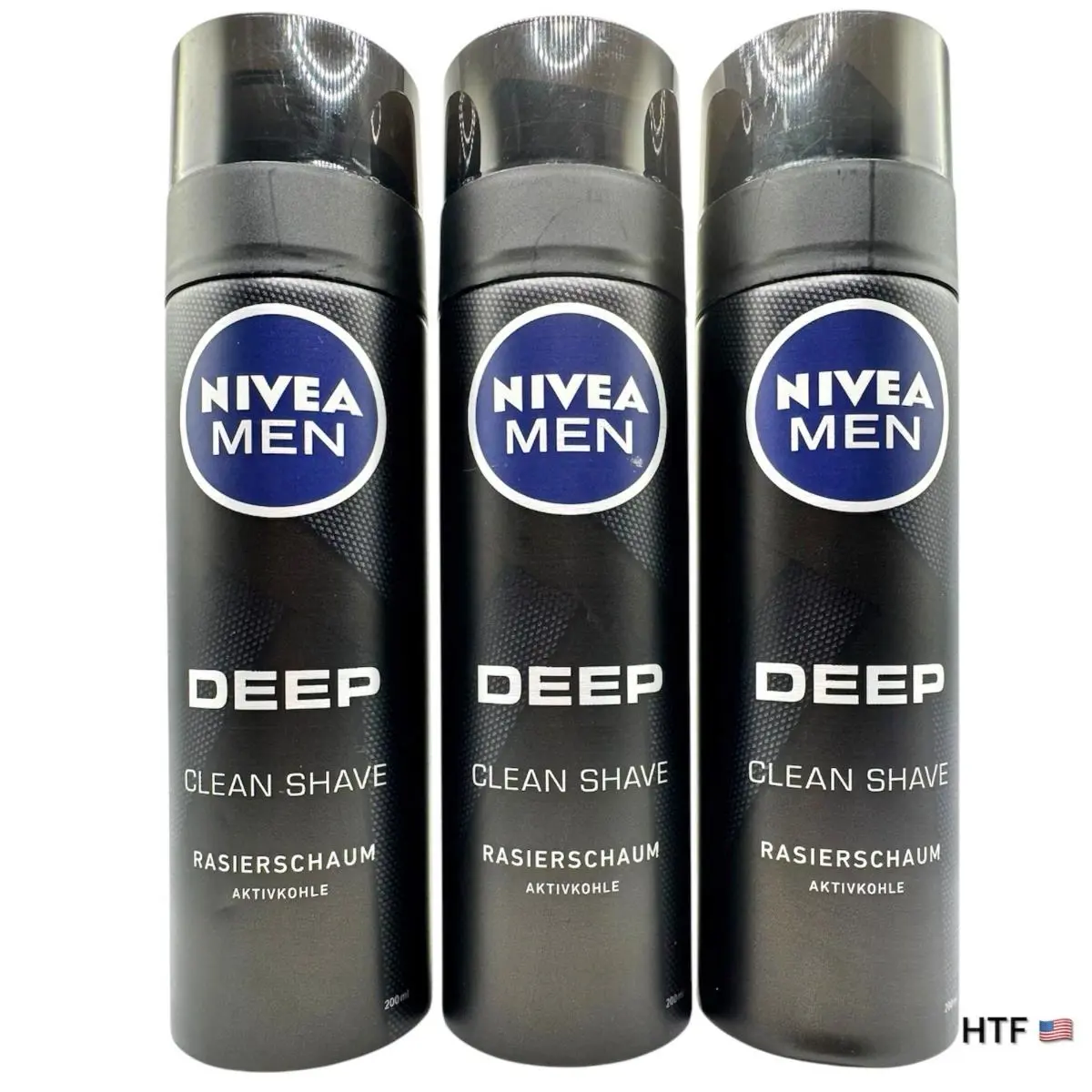 3X Nivea Men Deep Clean Shave Shaving Foam Activated Charcoal / From Germany