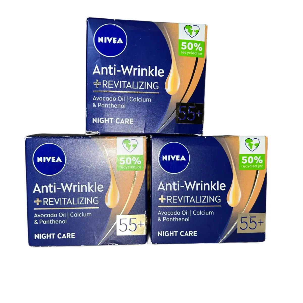 3x Nivea Anti-wrinkle 55+ Revitalizing Night Cream 50ml