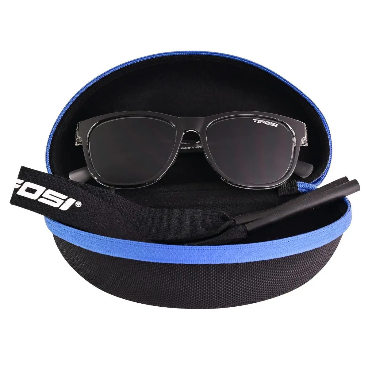 Tifosi Optics Swank Sunglasses Bundle with Case and Eyewear Straps Onyx Clear/smoke