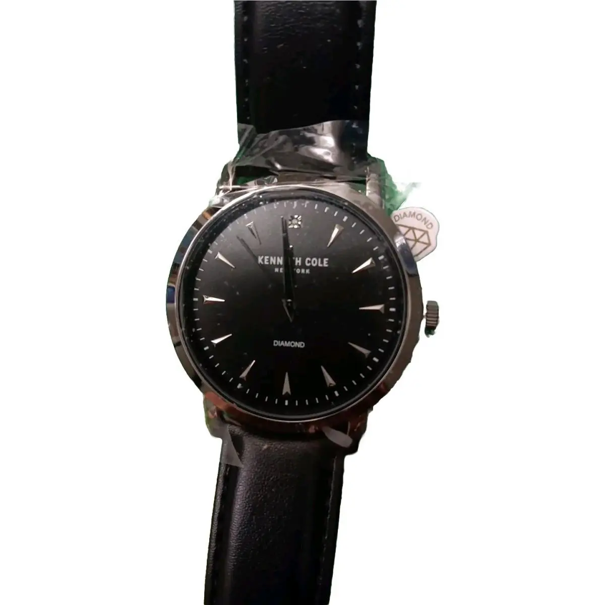 Kenneth Cole York Diamond Stainless Steel Round Watch Black GA22713