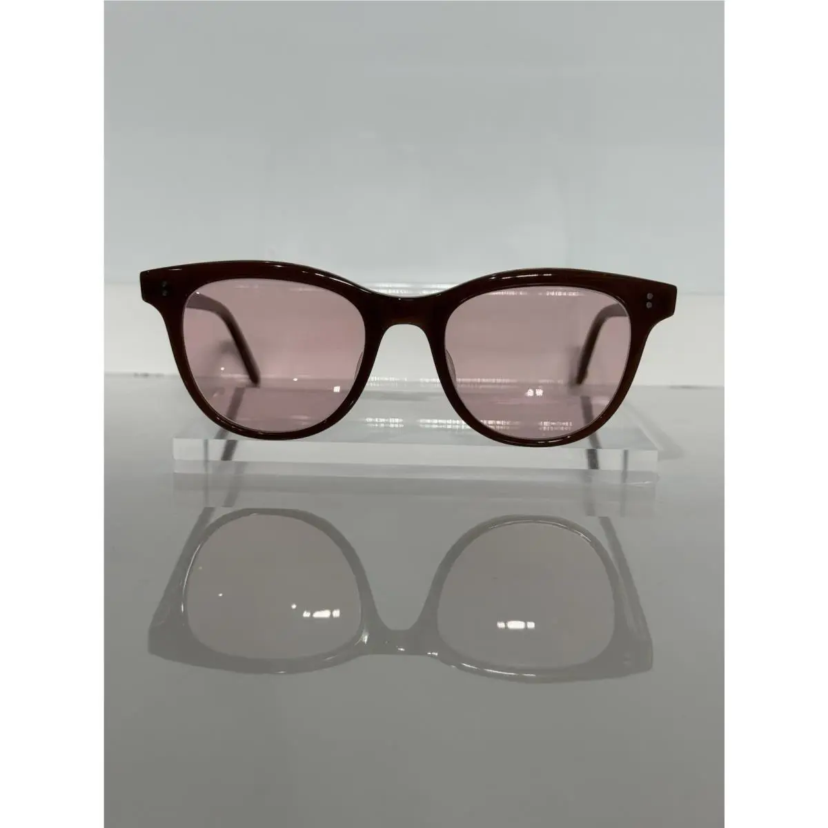Garrett Leight Loyola Brown Acetate Custom Pink Tint Woman Sunglasses