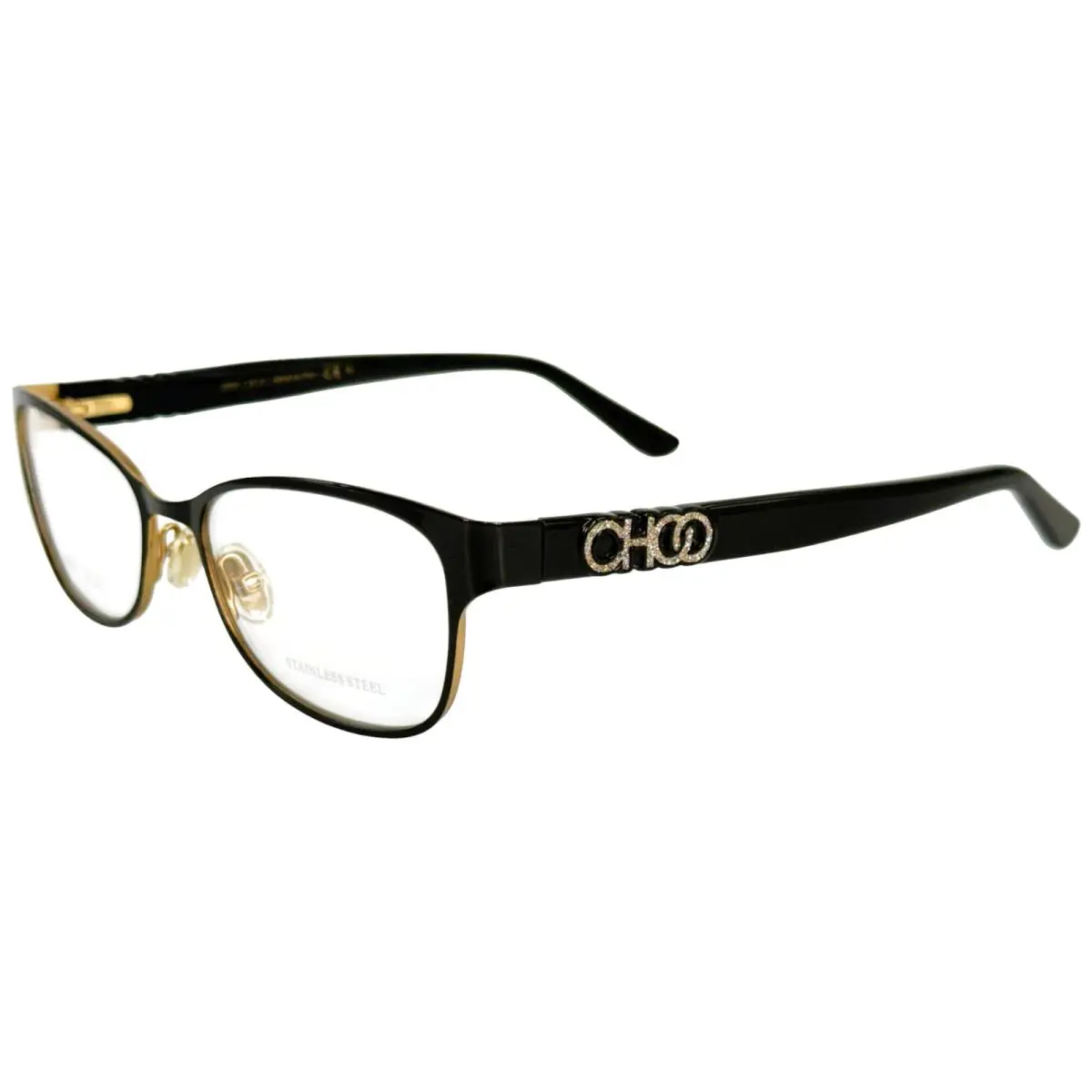 Jimmy Choo JC243 Womens Metal Eyeglass Frame 0807 Black 54-17 Italy Choo Logo