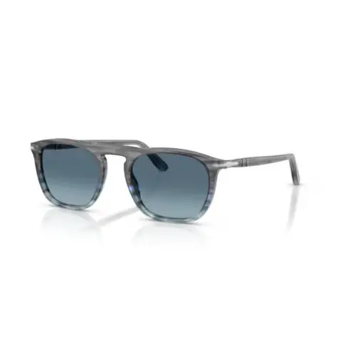 Persol 0PO3391S Gae 1205Q8 Striped Grey Blue/ Azure Blue 53mm Mens Sunglasses - Frame: Striped grey blue, Lens: Azure Blue
