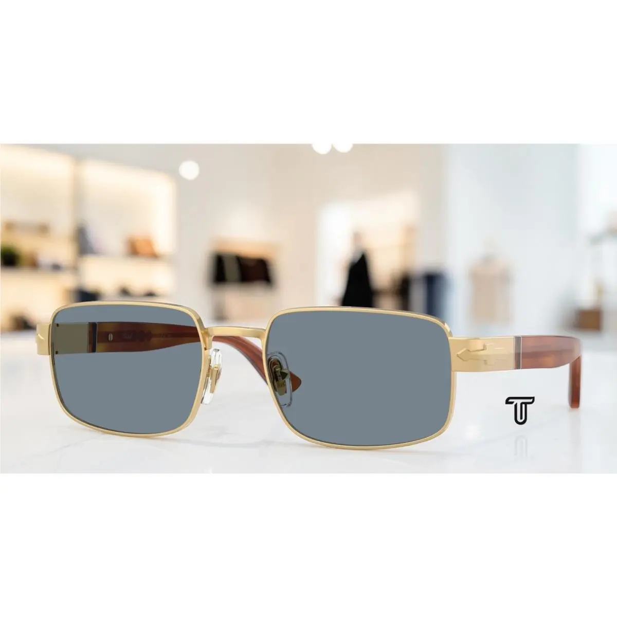 PO1022S 113256 Gold Light Blue 58 mm Unisex Sunglasses by Persol