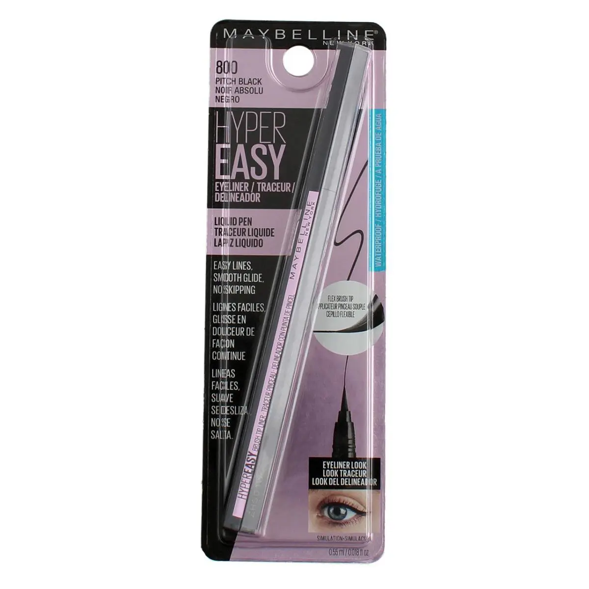 5 Pack Maybelline New York Eyeliner Pitch Black 0.018 fl oz