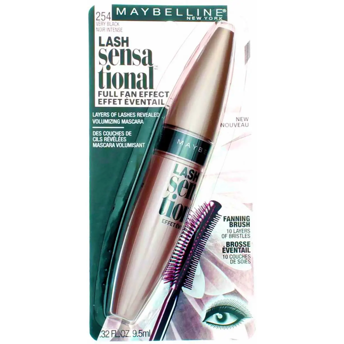 4 Pack Maybelline Lash Sensational Washable Mascara Very Black 254 0.32 fl oz