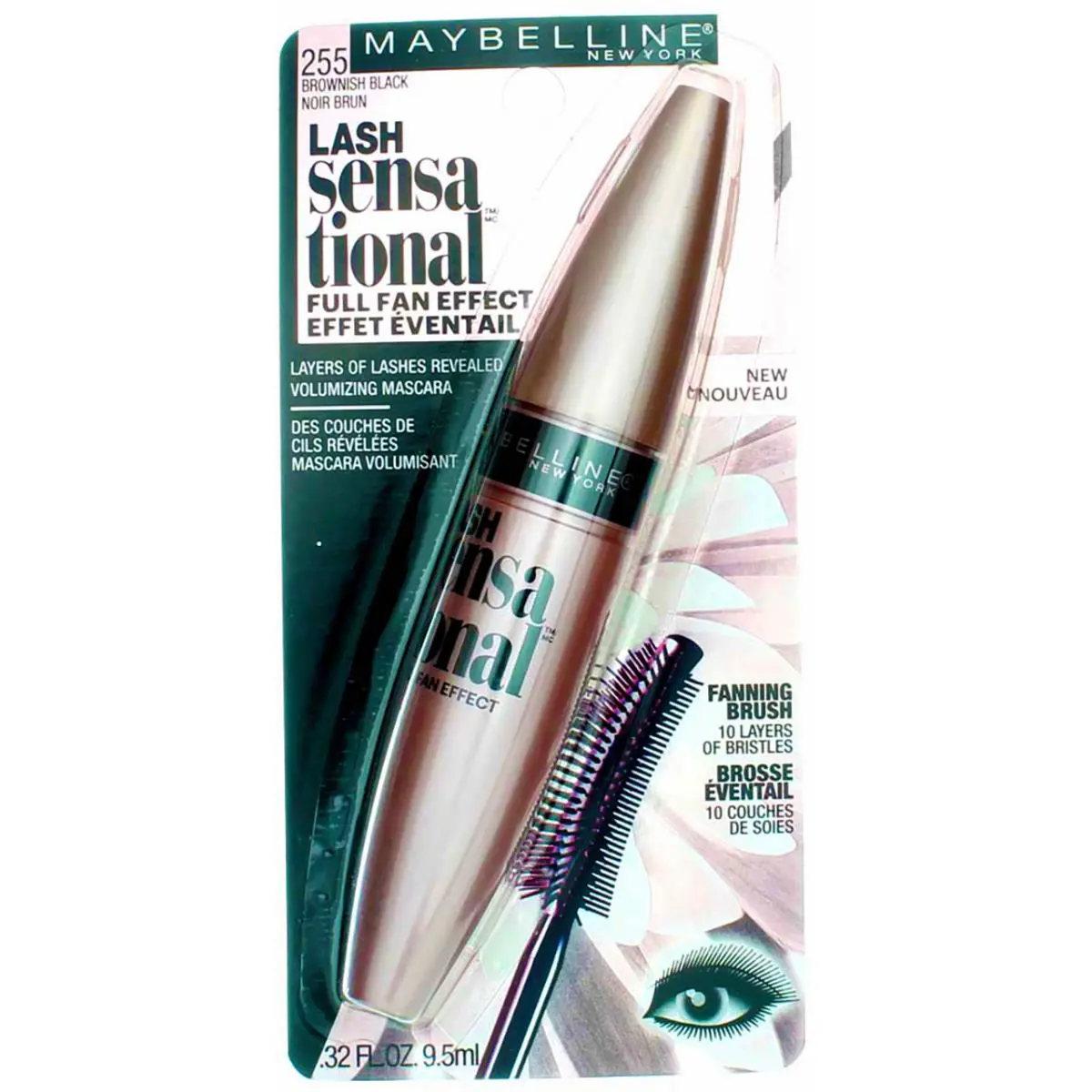 4 Pack Maybelline Lash Sensational Washable Mascara Brownish Black 255