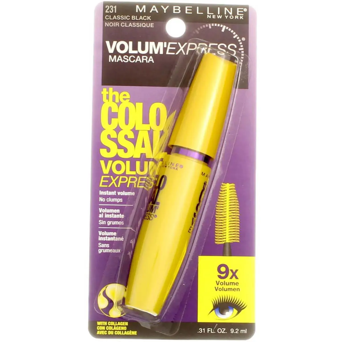 4 Pack Maybelline Volum` Express The Colossal Washable Mascara Classic
