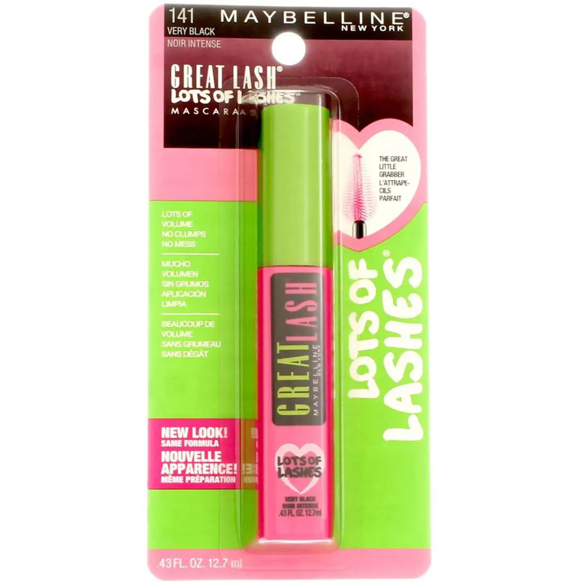 5 Pack Maybelline Great Lash Lots Of Lashes Washable Mascara Very Black 141