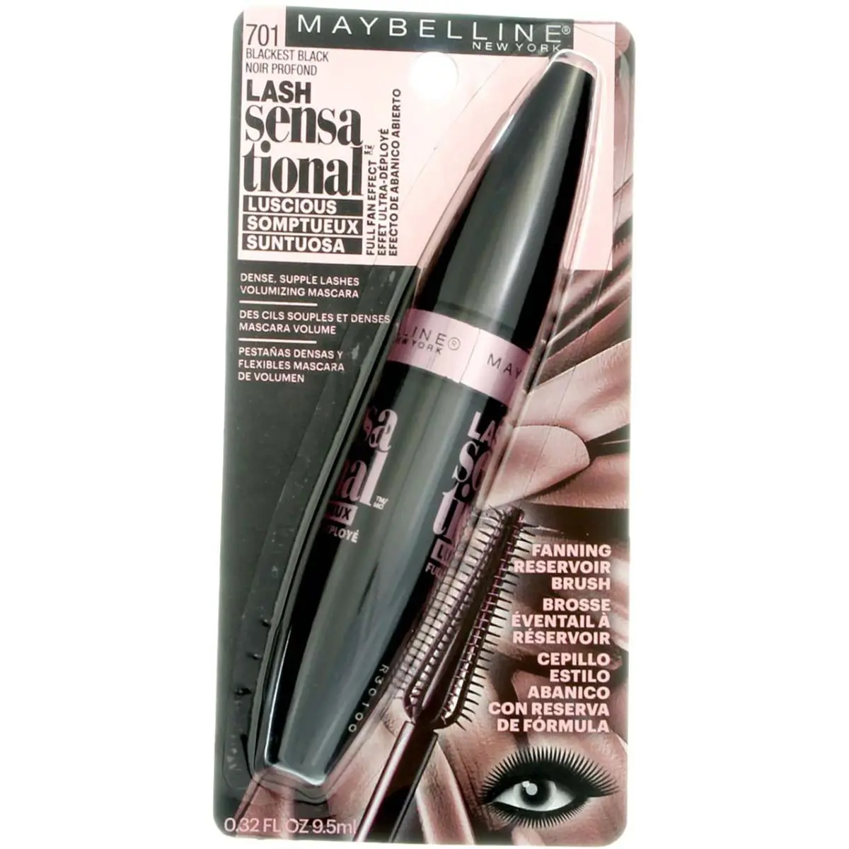 4 Pack Maybelline Lash Sensational Luscious Washable Mascara Blackest Black
