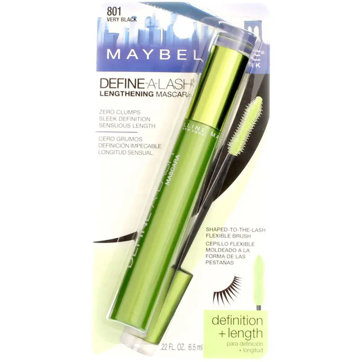 6 Pack Maybelline Define-a-lash Washable Mascara Very Black 801 0.22 fl oz