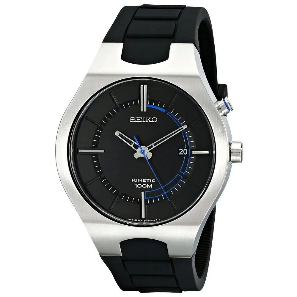 Seiko Recraft Series Kinetic Black Dial Men`s Watch SKA651 - Dial: Black, Band: Black