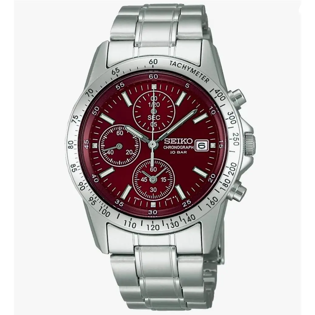 Seiko Spirit SBTQ045 Red Dial Chronograph Watch