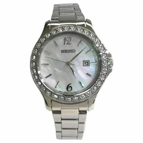 Seiko Women`s SXDF85 Swarovski Crystal Mop Dial Stainless Steel Quartz Watch