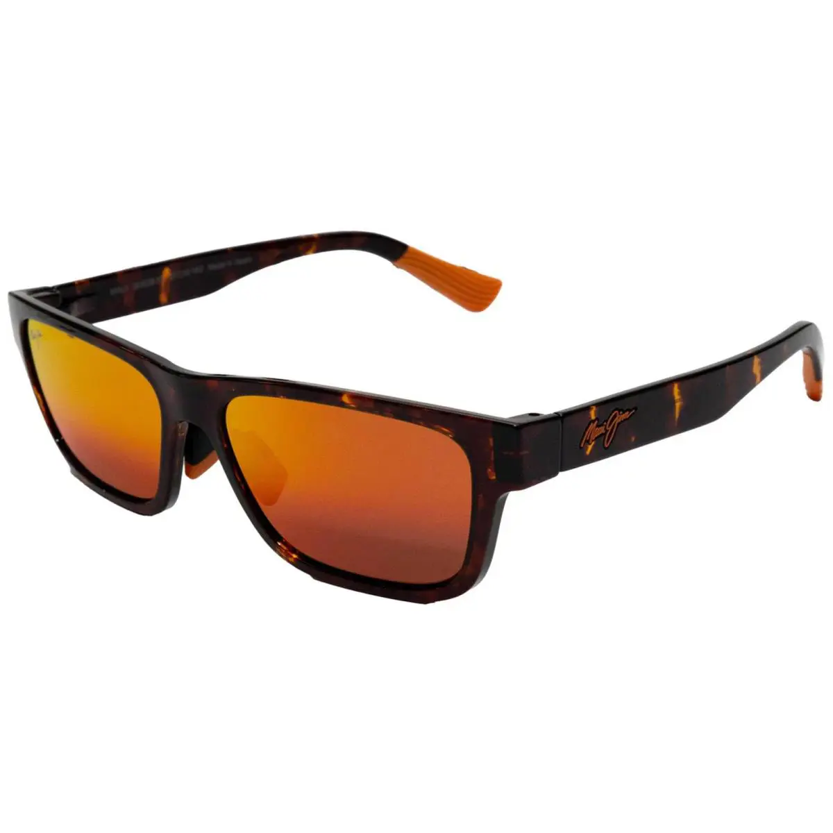 Keola Polarized Rectangle w/ Mirror Lens - Made in Japan Shiny Dark Havana/Hawaii Lava (10) by Maui Jim