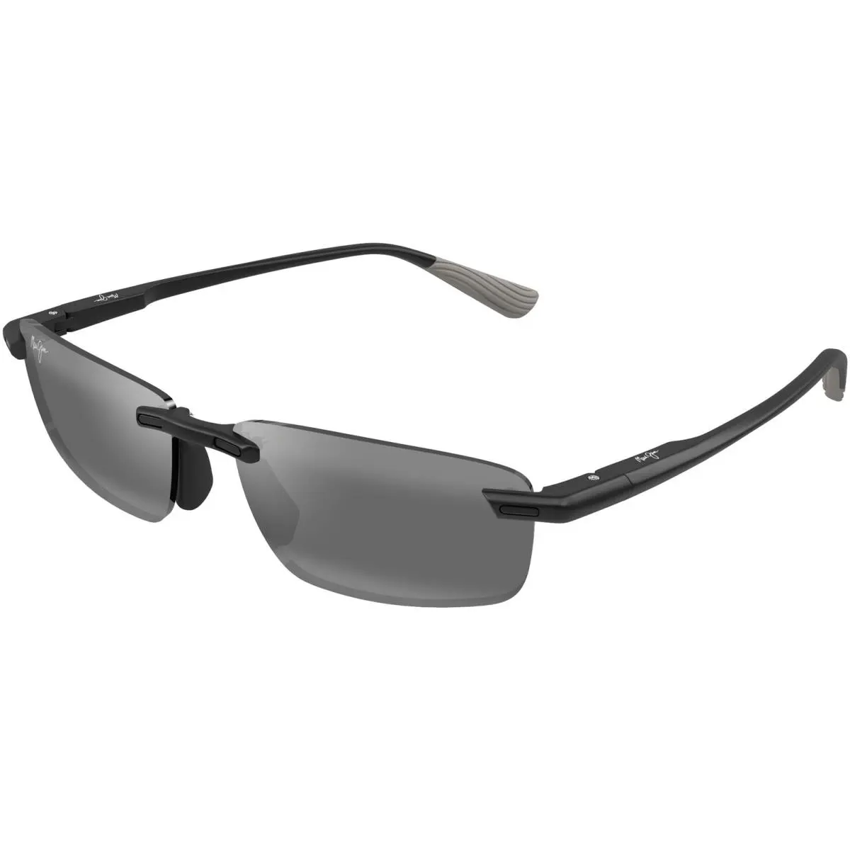 Ilikou Polarized Men`s Rimless Wrap Sunglasses - Ilikou - Made in Japan Matte Black/Neutral Grey (02A) by Maui Jim